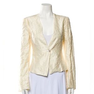 Armani Collezioni Textured Ivory Silk Evening Jacket